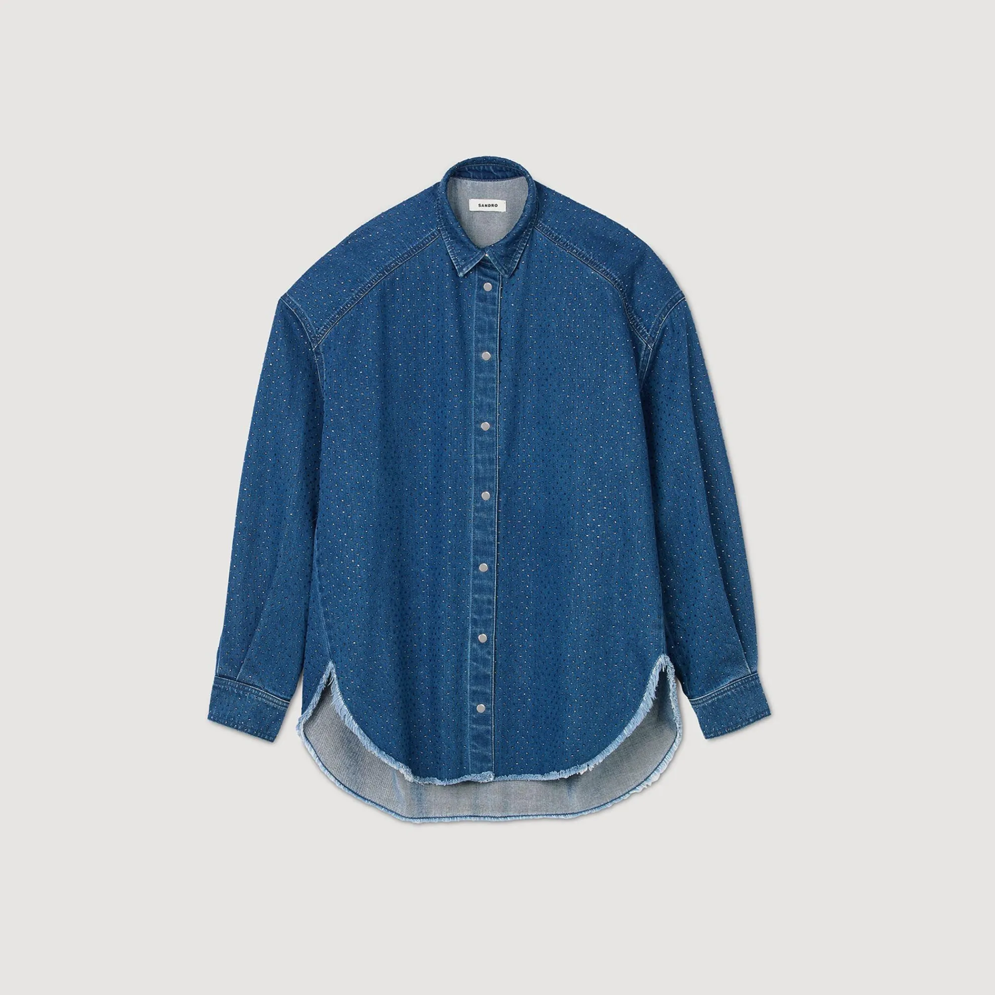 Tops & Chemises*SANDRO Chemise Strassée En Jean Bleu jean