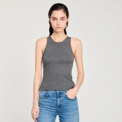 T-Shirts*SANDRO Débardeur Emmanchures Américaines Gris Foncé