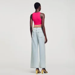 Pulls & Cardigans|Tops & Chemises*SANDRO Débardeur En Maille à Volants Fushia
