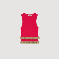 Pulls & Cardigans|Tops & Chemises*SANDRO Débardeur En Maille à Volants Fushia