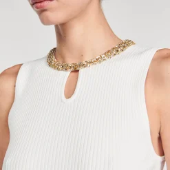 Pulls & Cardigans|Tops & Chemises*SANDRO Débardeur En Maille Col Bijoux blanc
