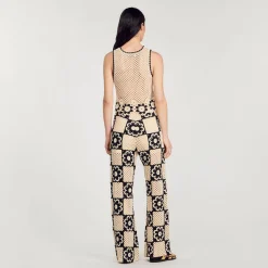 Tops & Chemises|Pulls & Cardigans*SANDRO Débardeur En Maille Crochet Beige / Noir