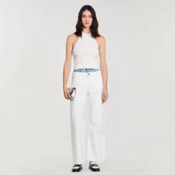 Pulls & Cardigans|Tops & Chemises*SANDRO Débardeur En Maille Orné De Perles blanc