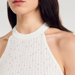 Pulls & Cardigans|Tops & Chemises*SANDRO Débardeur En Maille Orné De Perles blanc