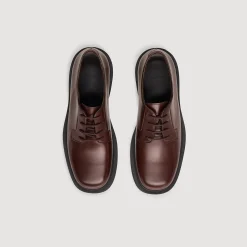Chaussures De Ville*SANDRO Derbies En Cuir Glacé Marron Foncé