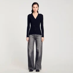 Pulls & Cardigans*SANDRO Gilet à Strass Noir