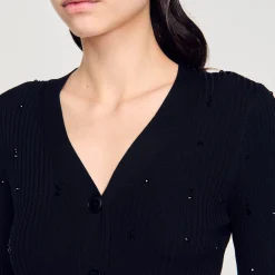 Pulls & Cardigans*SANDRO Gilet à Strass Noir
