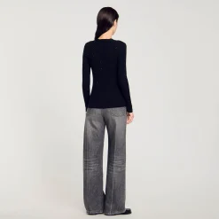 Pulls & Cardigans*SANDRO Gilet à Strass Noir