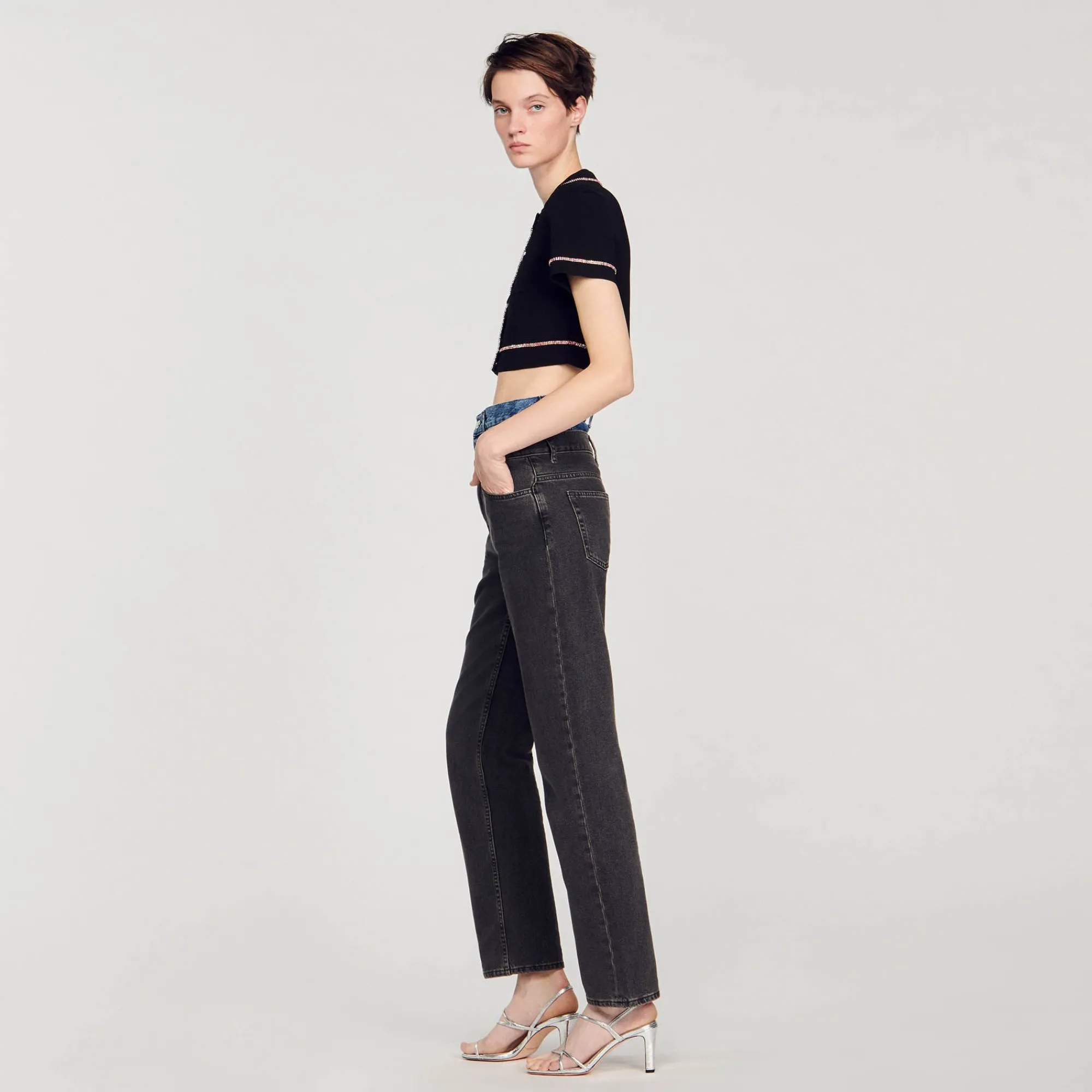 Ensembles|Pulls & Cardigans*SANDRO Gilet Court En Maille Noir