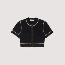 Ensembles|Pulls & Cardigans*SANDRO Gilet Court En Maille Noir
