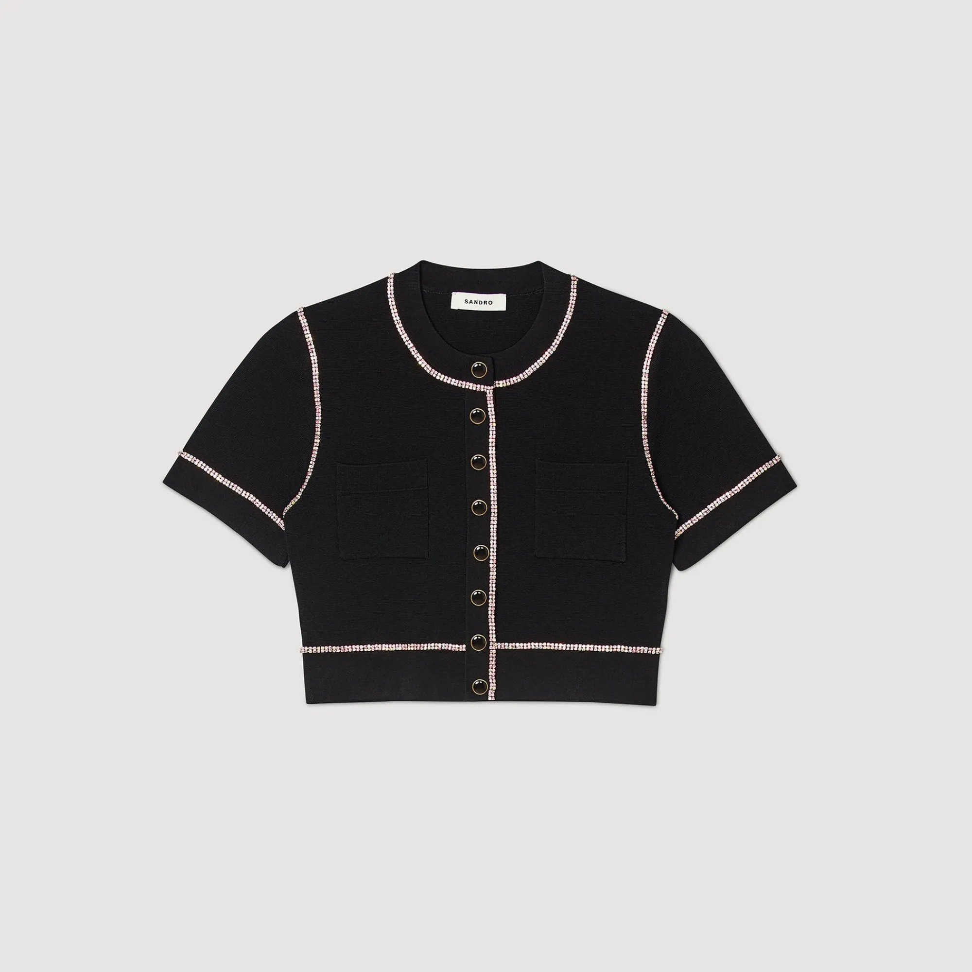 Ensembles|Pulls & Cardigans*SANDRO Gilet Court En Maille Noir