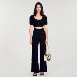 Ensembles|Pulls & Cardigans*SANDRO Gilet Court En Maille Noir