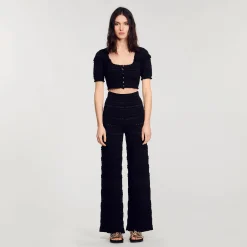 Ensembles|Pulls & Cardigans*SANDRO Gilet Court En Maille Noir