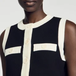 Pulls & Cardigans*SANDRO Gilet En Maille Sans Manches Noir