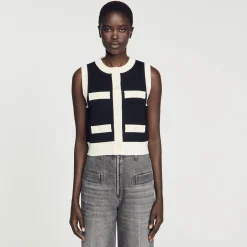Pulls & Cardigans*SANDRO Gilet En Maille Sans Manches Noir
