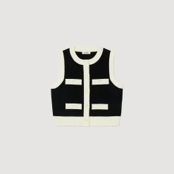 Pulls & Cardigans*SANDRO Gilet En Maille Sans Manches Noir