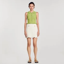 Ensembles|Pulls & Cardigans*SANDRO Gilet En Maille Sans Manches Vert Olive