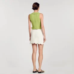 Ensembles|Pulls & Cardigans*SANDRO Gilet En Maille Sans Manches Vert Olive