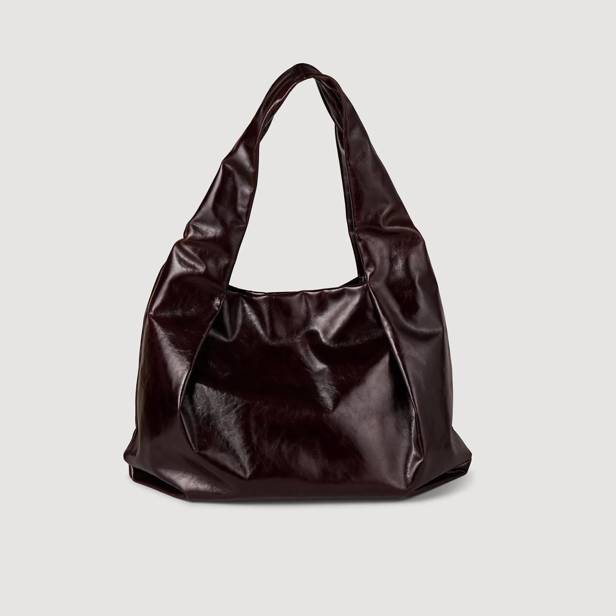 Sacs Cabas|Sacs Porté Épaule*SANDRO Grand Sac En Cuir Brillant Bordeaux