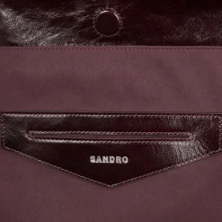 Sacs Cabas|Sacs Porté Épaule*SANDRO Grand Sac En Cuir Brillant Bordeaux