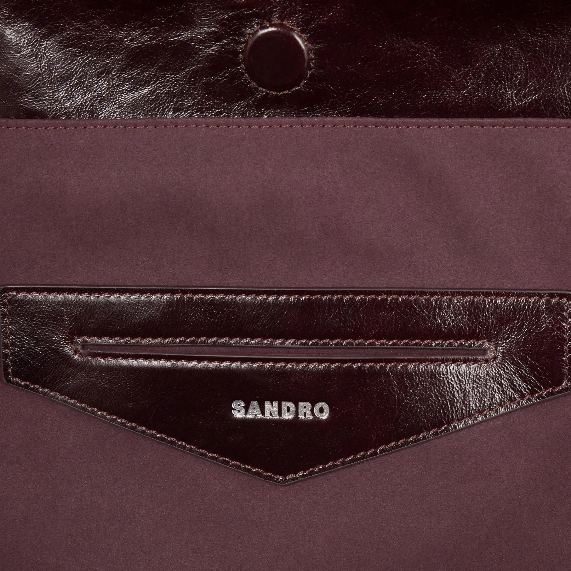 Sacs Cabas|Sacs Porté Épaule*SANDRO Grand Sac En Cuir Brillant Bordeaux