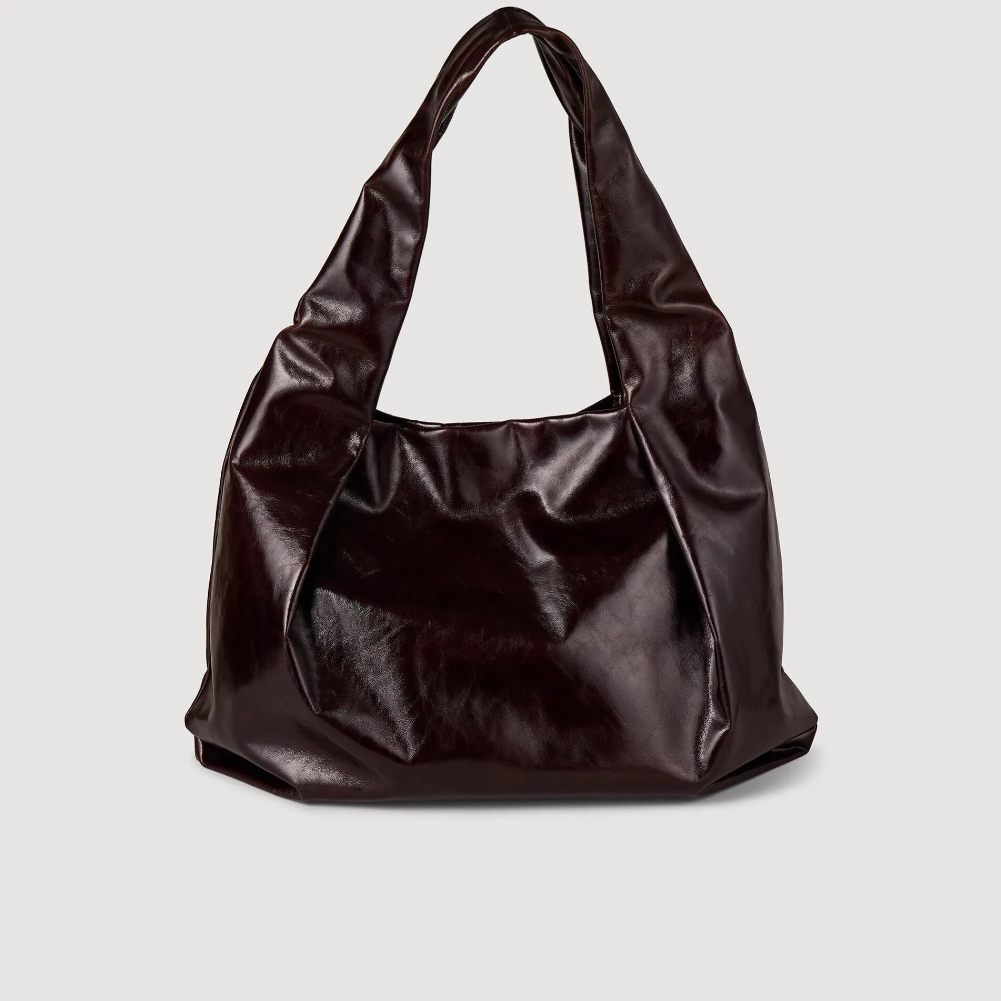 Sacs Cabas|Sacs Porté Épaule*SANDRO Grand Sac En Cuir Brillant Bordeaux