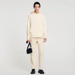 Sweats & Joggings*SANDRO Hoodie à Capuche Orné De Fleurs Ecru