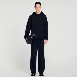 Sweats & Joggings*SANDRO Hoodie à Capuche Orné De Fleurs Noir