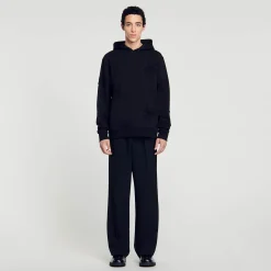 Sweats & Joggings*SANDRO Hoodie à Capuche Orné De Fleurs Noir