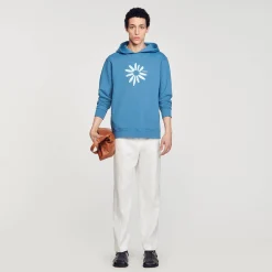 Sweats & Joggings*SANDRO Hoodie Fleur En Coton Bleu Gris