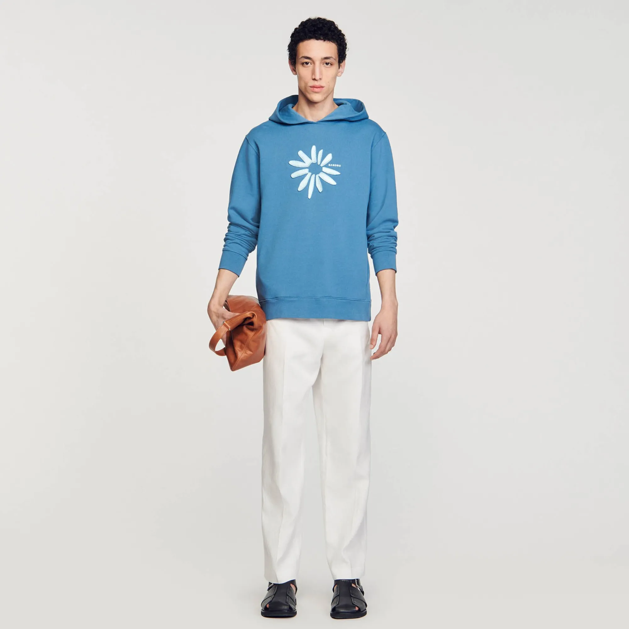 Sweats & Joggings*SANDRO Hoodie Fleur En Coton Bleu Gris