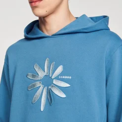 Sweats & Joggings*SANDRO Hoodie Fleur En Coton Bleu Gris