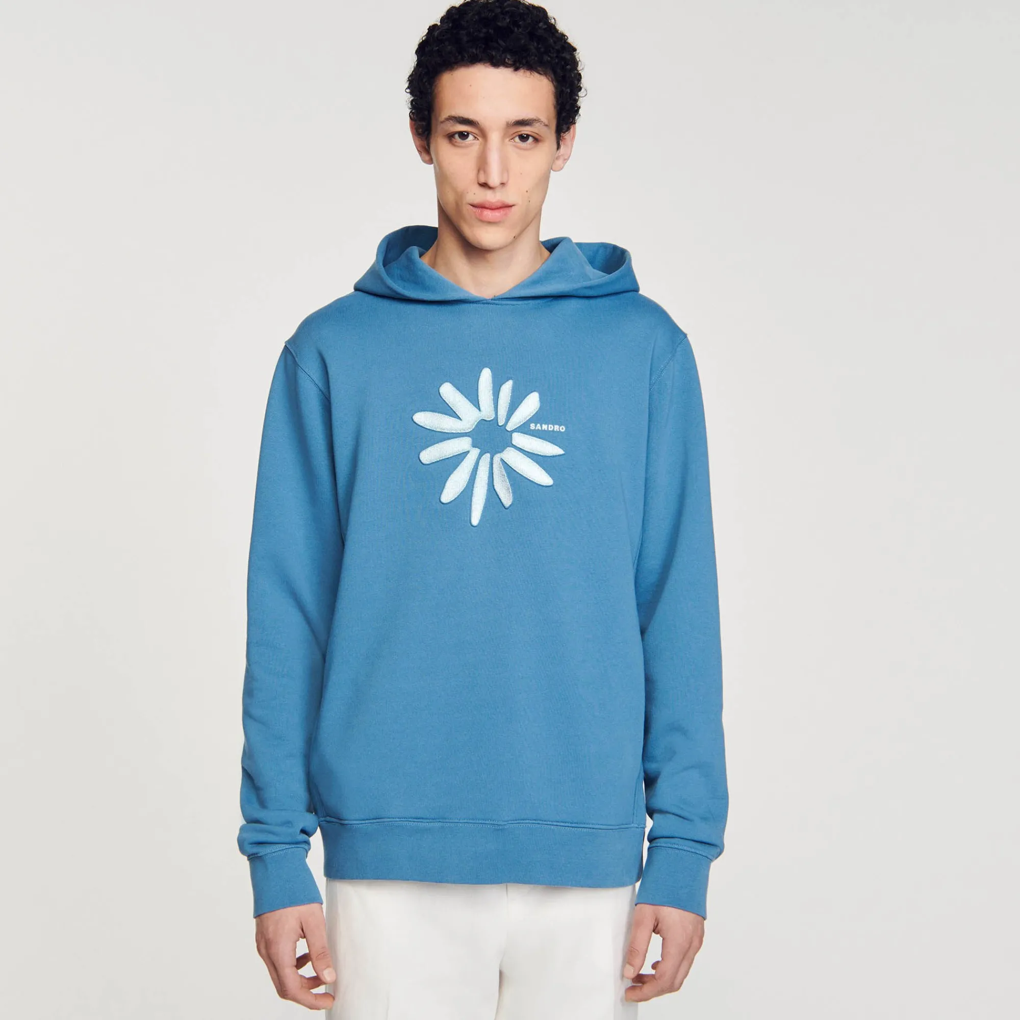 Sweats & Joggings*SANDRO Hoodie Fleur En Coton Bleu Gris