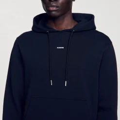 Sweats & Joggings|Pulls & Cardigans*SANDRO Hoodie Homme Brodé En Coton Biologique Noir