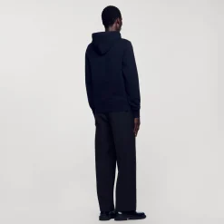 Sweats & Joggings|Pulls & Cardigans*SANDRO Hoodie Homme Brodé En Coton Biologique Noir