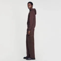 Sweats & Joggings|Pulls & Cardigans*SANDRO Hoodie Homme Brodé En Coton Biologique Marron Foncé