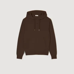 Sweats & Joggings|Pulls & Cardigans*SANDRO Hoodie Homme Brodé En Coton Biologique Marron Foncé