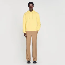 Sweats & Joggings|Pulls & Cardigans*SANDRO Hoodie Homme Brodé En Coton Biologique Jaune citron