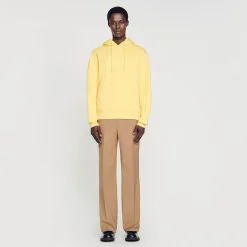 Sweats & Joggings|Pulls & Cardigans*SANDRO Hoodie Homme Brodé En Coton Biologique Jaune citron