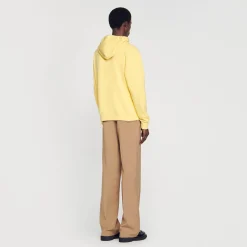 Sweats & Joggings|Pulls & Cardigans*SANDRO Hoodie Homme Brodé En Coton Biologique Jaune citron