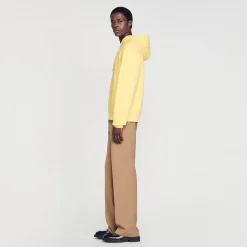 Sweats & Joggings|Pulls & Cardigans*SANDRO Hoodie Homme Brodé En Coton Biologique Jaune citron