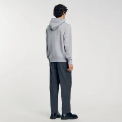 Sweats & Joggings*SANDRO Hoodie Homme Brodé En Coton Biologique gris chiné