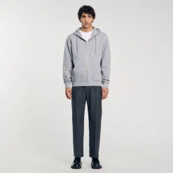 Sweats & Joggings*SANDRO Hoodie Homme Brodé En Coton Biologique gris chiné