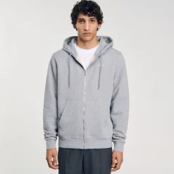 Sweats & Joggings*SANDRO Hoodie Homme Brodé En Coton Biologique gris chiné