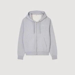 Sweats & Joggings*SANDRO Hoodie Homme Brodé En Coton Biologique gris chiné