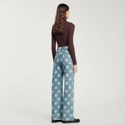 Pantalons & Jeans|Ensembles*SANDRO Jean à Jacquard étoiles Bleu jean