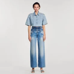 Pantalons & Jeans*SANDRO Jean à Triple Ceinture Bleu jean