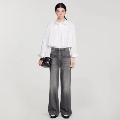 Pantalons & Jeans*SANDRO Jean Délavé évasé Gris