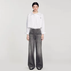 Pantalons & Jeans*SANDRO Jean Délavé évasé Gris