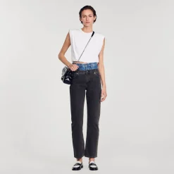 Pantalons & Jeans*SANDRO Jean Double Ceinture Bicolore Gris